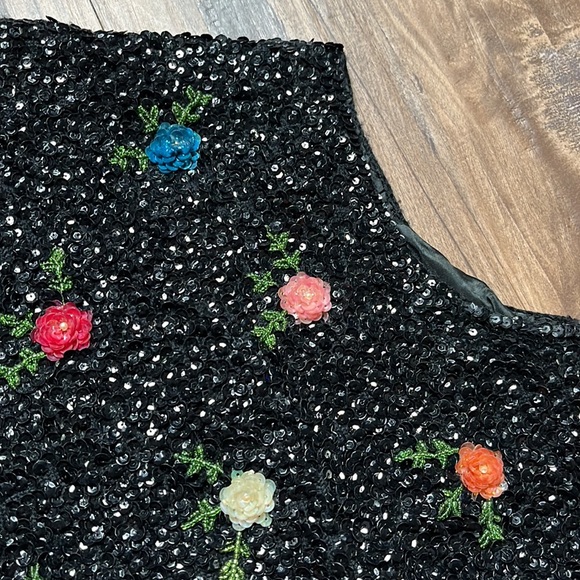 Vintage 50/60’s Black Full Sequin Floral Crown Colony of Hong Kong Sweat… - Picture 2 of 9